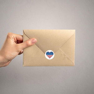 500 American Flag Heart wafer Stickers Patriotic